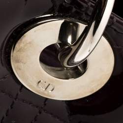 Pre Owned حقيبة يد ديور ليدي ديور كبيرة جلد لامع كاناج بنفسجي داكن