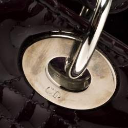 Pre Owned حقيبة يد ديور ليدي ديور كبيرة جلد لامع كاناج بنفسجي داكن