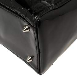 Pre Owned Dior Black Patent Leather Medium Lady Dior Tote