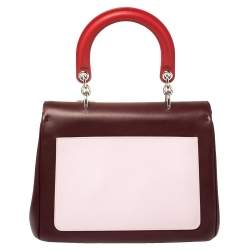 Pre Owned Dior Tri Color Leather Small Be Dior Flap Top Handle Bag
