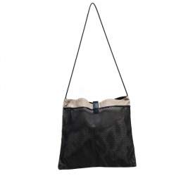 Dior Beige/Black Oblique Canvas and Mesh Shoulder Bag