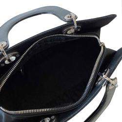Dior Black Leather E/W Lady Dior Mini Bag