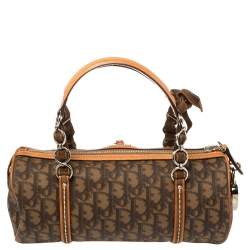 Pre Owned Dior Brown Oblique Coated Canvas and Leather Romantique Barrel Bag