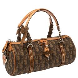 Pre Owned Dior Brown Oblique Coated Canvas and Leather Romantique Barrel Bag