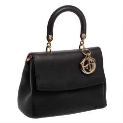 Pre Owned Dior Black Leather Small Be Dior Flap Top Handle Bag