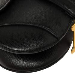 Pre Owned Dior Black Leather Mini Saddle Bag