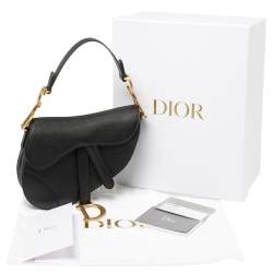 Pre Owned Dior Black Leather Mini Saddle Bag