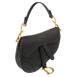 Pre Owned Dior Black Leather Mini Saddle Bag