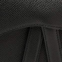 Pre Owned Dior Black Leather Mini Saddle Bag
