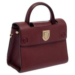 Pre Owned Dior Burgundy Leather Diorever Top Handle Bag