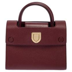 Pre Owned Dior Burgundy Leather Diorever Top Handle Bag