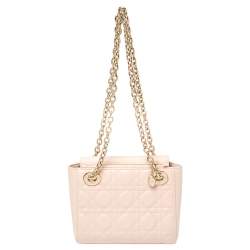 مملوكة مسبقًا Dior Light Pink Cannage Leather Lady Dior Double Chain Bag