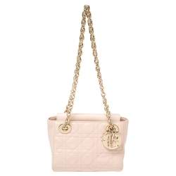 مملوكة مسبقًا Dior Light Pink Cannage Leather Lady Dior Double Chain Bag