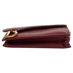 Pre Owned Dior Red Leather Saddle Card Holder