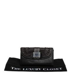 Pre Owned Dior Black Leather Crystal Detail Continental Wallet