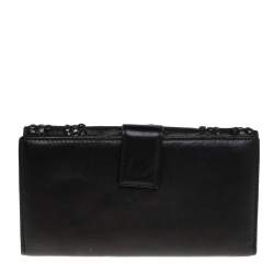 Pre Owned Dior Black Leather Crystal Detail Continental Wallet