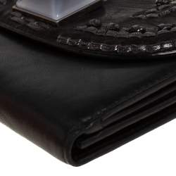 Pre Owned Dior Black Leather Crystal Detail Continental Wallet