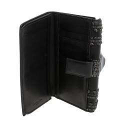 Pre Owned Dior Black Leather Crystal Detail Continental Wallet