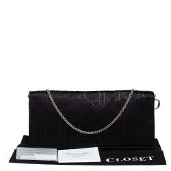 مملوكة مسبقًا حقيبة كلتش ديور سلسلة مزخرفة كريستال ساتان كاناج أسود