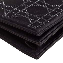 مملوكة مسبقًا حقيبة كلتش ديور سلسلة مزخرفة كريستال ساتان كاناج أسود