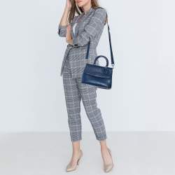 Pre Owned Dior Blue Ostrich Medium Be Dior Flap Top Handle Bag