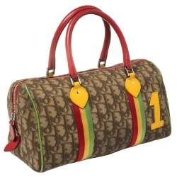 مملوكة مسبقًا Dior Multicolor Oblique Coated Canvas and Leather Rasta Boston Bag