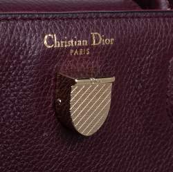 Pre Owned Dior Burgundy Pebbled Leather Mini Diorever Tote