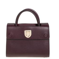 Pre Owned Dior Burgundy Pebbled Leather Mini Diorever Tote