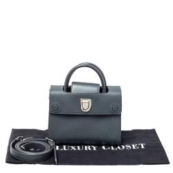 Pre Owned Dior Grey Pebbled Leather Mini Diorever Tote