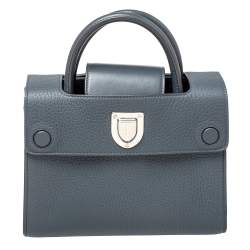 Pre Owned Dior Grey Pebbled Leather Mini Diorever Tote
