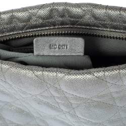 Pre Owned Dior Silver Cannage Coated Canvas Panarea Clutch