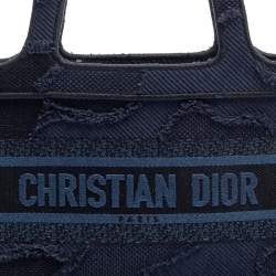 Pre Owned Dior Navy Blue Camouflage Canvas Mini Book Tote