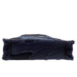 Pre Owned Dior Navy Blue Camouflage Canvas Mini Book Tote
