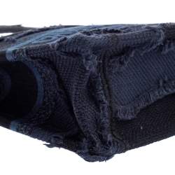 Pre Owned Dior Navy Blue Camouflage Canvas Mini Book Tote