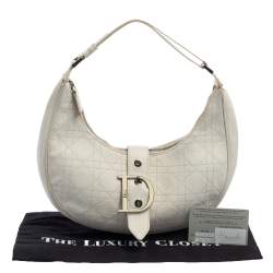 Dior White Cannage Leather D Flap Half Moon Hobo