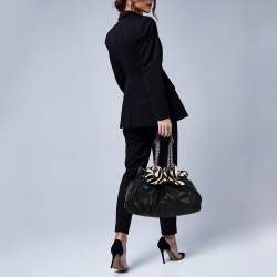 Pre Owned Dior Black/White Zebra Print Calfhair and Leather Le Trente Hobo