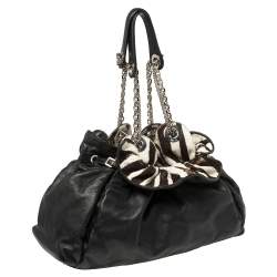 Pre Owned Dior Black/White Zebra Print Calfhair and Leather Le Trente Hobo
