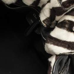 Pre Owned Dior Black/White Zebra Print Calfhair and Leather Le Trente Hobo
