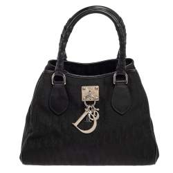 Pre Owned Dior Black Oblique Canvas Small Tote