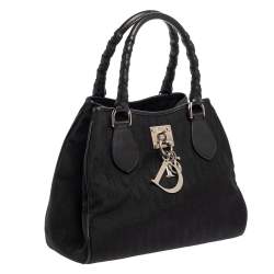 Pre Owned Dior Black Oblique Canvas Small Tote