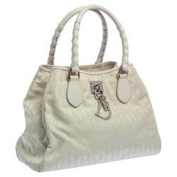 مملوكة مسبقًا حقيبة ديور كانفاس أوبليك وردي/كريمي متوسطة