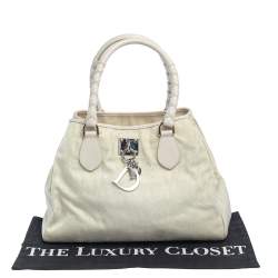 مملوكة مسبقًا حقيبة ديور كانفاس أوبليك وردي/كريمي متوسطة