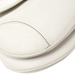 Pre Owned Dior White Leather Saddle Bag