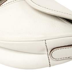Pre Owned Dior White Leather Saddle Bag