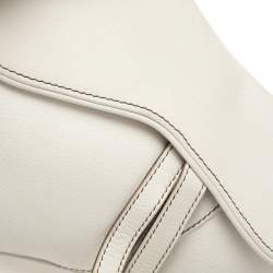Pre Owned Dior White Leather Saddle Bag
