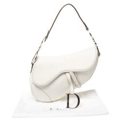 Pre Owned Dior White Leather Saddle Bag