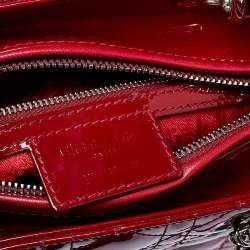 Pre Owned Dior Red Cannage Patent Leather Medium Lady Dior Tote
