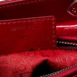 Pre Owned Dior Red Cannage Patent Leather Medium Lady Dior Tote