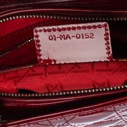 Pre Owned Dior Red Cannage Patent Leather Large Lady Dior Tote