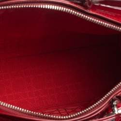 Pre Owned Dior Red Cannage Patent Leather Large Lady Dior Tote